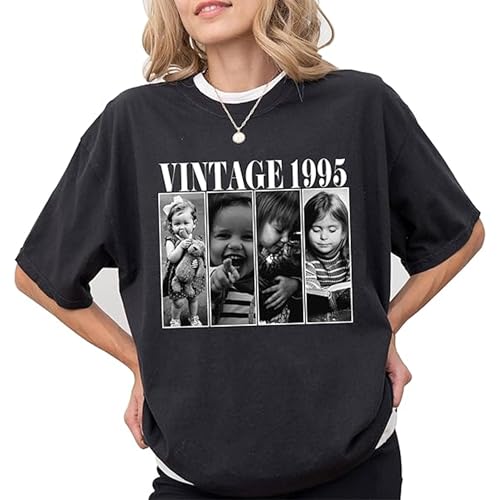 Custom Vintage 30th Birthday Photo and Year Shirt, Custom Shirt with Picture 30th Birthday, Personalized 1995 Gift, Est 1995 Tshirt Multi - Main Image