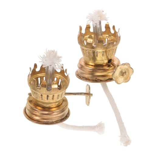 HOOTNEE Set 2 Pezzi Attacco in Metallo per Lampada a Olio Mini, Regolatore e Base per Lampada a Cherosene Retrò, Accessori per Bruciatore a Olio Vintage
