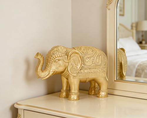 Estatua de Elefante Decoración Hogar 9 Pulgadas Oro miniatura 2