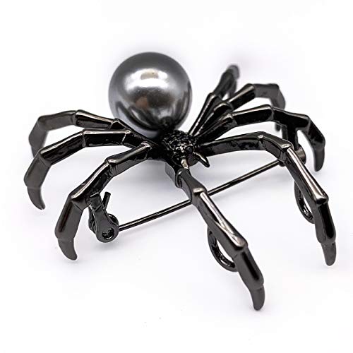 XGALBLA Vintage Style Austrian Crystal Halloween Micro Crystal Pave Spider Brooch Pin for Women