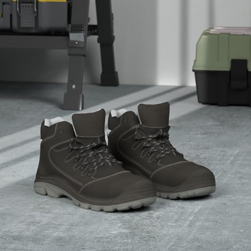 DRKA Men's Steel Toe Work Boots Water Resistant Safety Shoes(18950-blk-40)