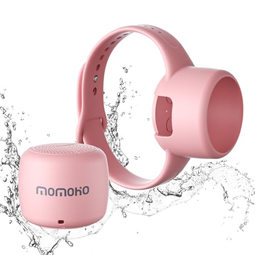 Momoho Altoparlante Bluetooth Impermeabile Speaker Bluetooth Portatile Mini Cassa Bluetooth Indossabile da Polso IPX7 Impermeabile Supporto Scheda SD Musica per Uso Esterno, Doccia, Feste, Gita (pink)