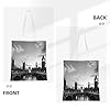 EVANEM Canvas Tote Bag For Woman Tall Buildings Shoulder Handbags Reusable Grocery Bags Purse Shopping Bag #2