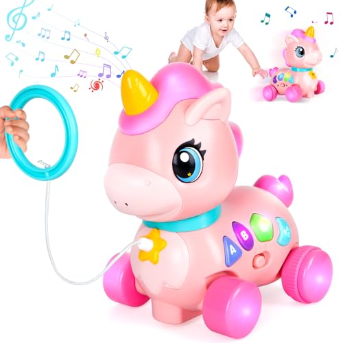 Image of Baby Unicorn Toy 6-12-18 Months with Music & Lights Explore Bilingual Educational For Toddler Sensory Development Learning Walking Moving Crawling Tummy Time Toys Christmas Birthday Gifts for Infants