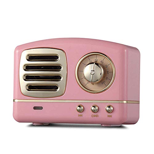 Altavoz portatil Bluetooth Vintage Mini Efecto del Sonido HiFi Envolvente estéreo 3D Bluetooth 4.1+EDR batería de Litio (Rosa)