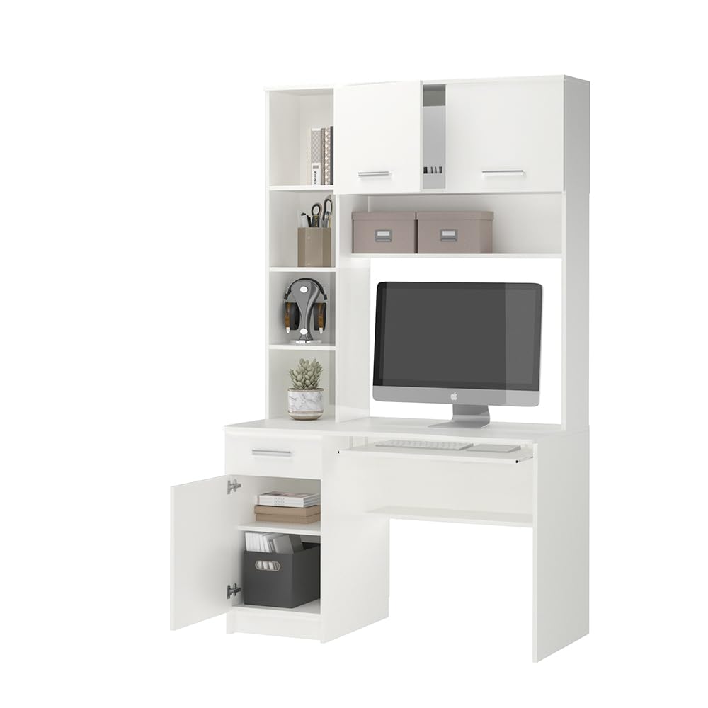 Vicco Schreibtisch Crossline, Weiß, 120.1 x 59.5 cm | mit ausziehbarer Tastaturablage und kombinierbar einsetzbar