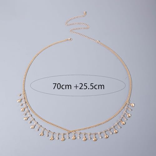 Image of Shining Diva Fashion Stylish Waist Belt Belly Chain for Women and Girls Sexy Hip Dresses Western Kamarbandh Saree Kamar Band Bandh Kamarband Crystal Studded Adjustable Body Chains Multilayered Bikini Jewelry Kamarchain Beach Wear