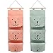 2 Pcs Borsa Portaoggetti Appendere Parete, Organizer da Parete in Tessuto di Lino, Tasche Portaoggetti con 3 Tasche per Camera Cucina Bagno (verde, arancia)