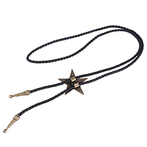 Image of GelConnie Bolo Tie for Men Women Western Cowboy Turquoise Leather Necktie | Natural Stone Bolo Tie Necklace for Women Rodeo Cowboy Leather Necktie Native American Western Cowgirl Ties Adjustable Cord