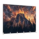 5 Panels Screen Room Divider Light Shadow Dynamic Sunrise Mountain Forest Art Print Canvas Screen Indoor Folding Separator Freestanding Protective Wall Divider Privacy Partition