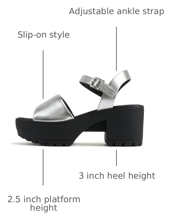 Image of Soda inchStacie inch ~ Women Open Toe Lug Sole Mid Block Heeled Sandals with Adjustable Ankle Strap
