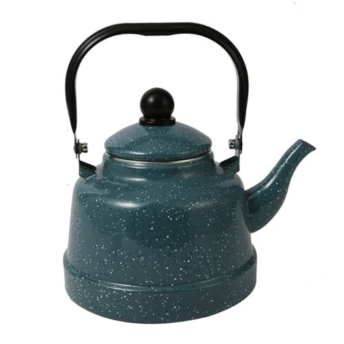 Bouilloire à thé en émail vintage bleue de 1,7 L pour infusion sur cuisinière