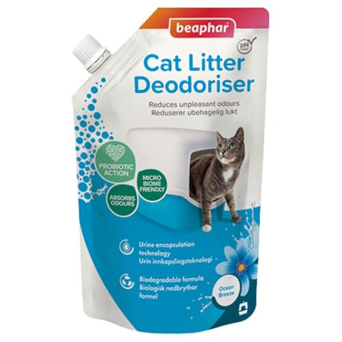 Beaphar -Cat Litter Deodoriser Ocean Breeze 400g Urine Encapsulation Technology Cat Litter Freshener Contains Prebiotics To Absorb and Reduce Unpleasant Odours -Doubles Cat Litter Life Biodegradable Beaphar -Cat Litter Deodoriser Ocean Breeze 400g Urine Encapsulation Technology Cat Litter Freshener Contains Prebiotics To Absorb and Reduce Unpleasant Odours -Doubles Cat Litter Life Biodegradable