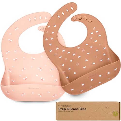 Image of KeaBabies 2-Pack Silicone Bibs for Babies, Toddlers Girl, Boy (Butterflies)
