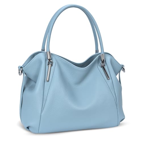 Image of HESHE Leather Shoulder Purses for Women Tote Handbags Satchel Hobo Handbag | Designer Genuine Leather Travel Top Handle Work Bag Ladies Crossbody Purses Adjustable Straps Large Capacity Zippered Closure