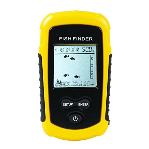 JVSISM FF1108-1 Alarma de sonda portatil Buscador de Peces Sonda de Eco 0.7-100M Sensor de Profundidad del Sensor de transductor # B3 Amarillo