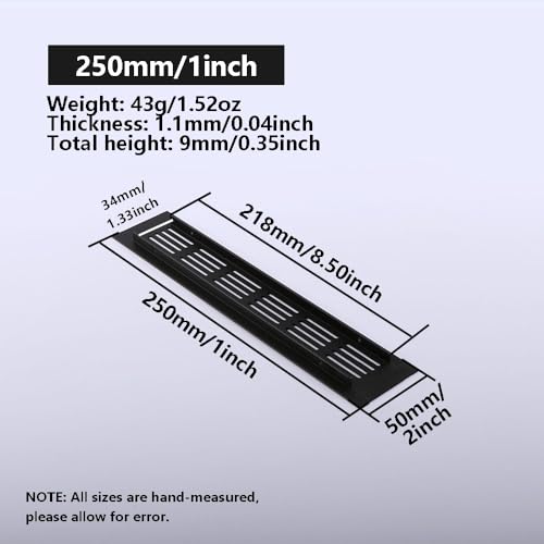 Rectangular Ventilation Grille, 2Pack 250mm*50mm Air Vent Grille, Aluminum Alloy Kitchen Air Vent Cover - Image 2