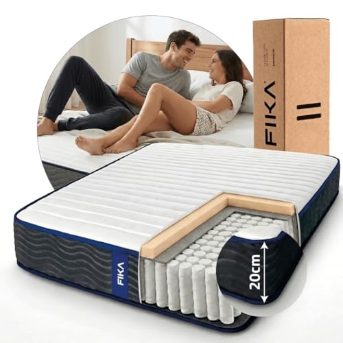 La Mejor Lista de Colchon Hotelero Matrimonial , tabla con los diez mejores. 47 fika Colchón Espuma y Resortes Pocket 135x190 Matrimonial Firmeza Media-Firme en Caja