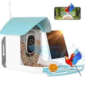 Bird Feeder with Camera – Smart Solar Powered Bird Feeder with 1080P FHD, Auto Motion Detect & Notify, AI Identify 10000+Bird Watching, Wireless Bird Camera Ideal Present for Bird Lover – Blue