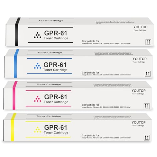 YOUTOP GPR-61 GPR61 Toner Cartridge (3763C003AA 3764C003AA 3765C003AA 3766C003AA) Replacement for Canon ImageRunner Advance DX C5840i C5850i C5860i C5870i | 4-Pack