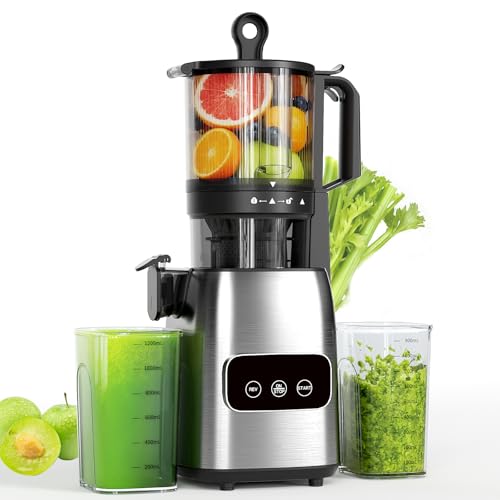 Kndko Juicer Machines with 5.4' Large Feed Chute, Cold Press Juicer for Whole Vegetables and Fruits, Stainless Steel Slow Masticating Juicer Easy to Clean, Self Feeding, High Juice Yield