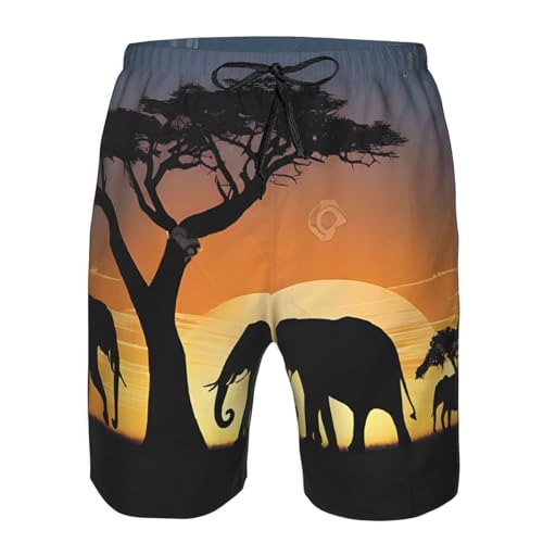 African Elephant Men's Quick Dry Beach Shorts Swim Trunks with Pockets Board Shorts4