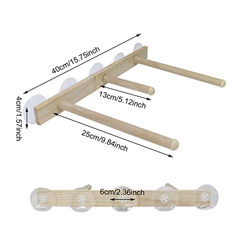 Image of Litewoo Wood Bird Perch Parrot Stand Parrot Standing Bar Toy Parrot Bath Stands Suppllies Shower Perch with Wall Sucker (Burlywood)