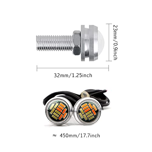 Otpoutopa Eagle Eye Led Lights, Amber+White Ultra Thin 23Mm 12Smd Daytime Running Lights Reverse Turn Signal Light Tail Backup Lights Marker Lights For Car Motorcycle Truck Boat (Silver Shell,10Pcs) #TOP1
