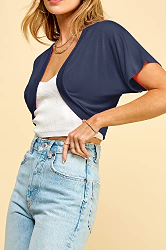 Image of Lock and Love Women's Versatile Open Front Lightweight Short Sleeve Bolero Shrug