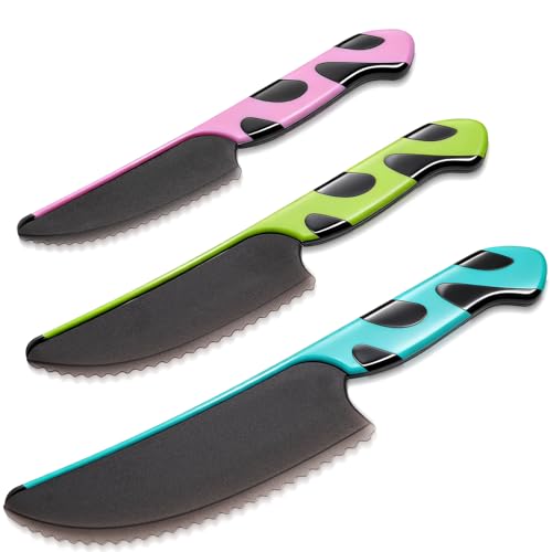 Goodchef Kindermesser(3-teilig), Montessori Messer ab 1 Jahren, BPA-frei & sicher,Geeignet zum Schneiden und Verarbeiten von Obst oder Gemüse, Montessori Schneidewerkzeug,Geschenk für Kinder