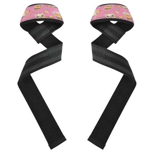 STAYTOP Cute Pearl Milk Tea Wrist Straps for Weightlifting,Lifting Straps with Neoprene Cushioned Wrist Padded and Anti-Skid Silicone for Strength Training,Bodybuilding,Deadlifting