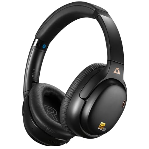 1Mii E700 Hybrid Active Noise Cancelling Headphones, Bluetooth Over Ear, Wireless Hi-Res Audio with LDAC & aptX Low Latency for Airplane Travel & Home TV, AI Translation & Custom EQ via APP, Black