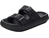 Hausschuhe Damen Herren Cozyslides Sommer Pantoletten Wolke Badeschlappen Weiche Sohle Cloud Slide Sandalen Einstellbar rutschfest Badeschuhe Unisex Slippers Schwarz10 40-41