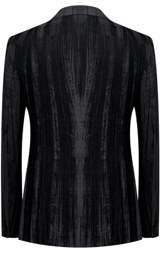 MAGE MALE Men's Velvet Tuxedo Jacket Vintage Print One Button Notched Lapel Slim Fit Blazer Prom Party Suit Coat3