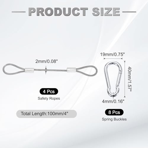 Candado de seguridad con cable de acero inoxidable 304 transparente de 4" 2