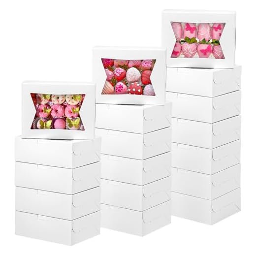 Moretoes 36pcs Cookie Treat Boxes 8 Inch White Bakery Boxes with Window for Cookie, Pastry, Dessert, Chocolate Covered Strawberry and Candy Gift Giving(8x6x2.5 In)