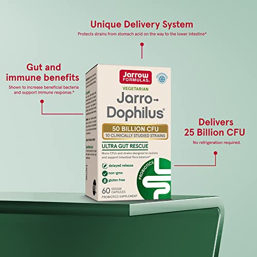 Jarrow Formulas Jarro-Dophilus Ultra Gut Rescue - 50 Billion Cfu Per Serving - Probiotics Restore, Protect & Maintain Intestinal Flora - 60 Servings (Delayed Release) #TOP4