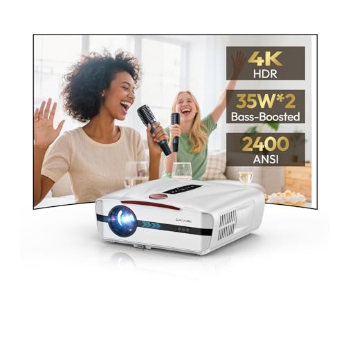 Image of Home Theater Karaoke Daylight Projector 4K 2400 ANSI, Dual Mics, Built-In Mixing Console, Auto Lens Cap, 64GB Storage, 300" Big Screen Party-Ready for Daytime Viewing, Home, Birthday, Outdoor, Camping