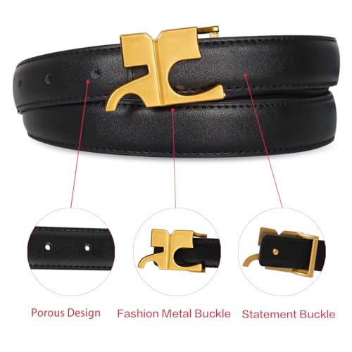 Image of Aurolran Women's Leather Belt with Buckle - Ideal for Dresses, Jeans, and Coats