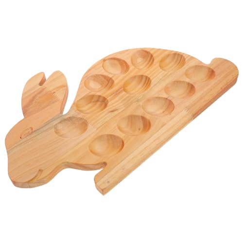 Alipis Easter Deviled Egg Platter Cute Bunny Shaped Wood Deviled Egg Holder Charcuterie Board Rabbit Egg Tray Countertop Egg Container Cheese Serving Tray