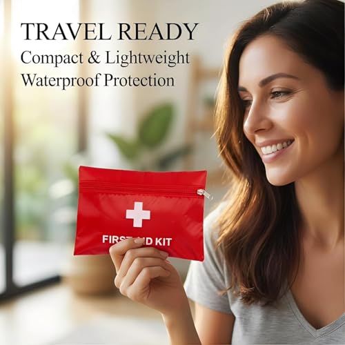 Image of 6 Pack Empty First Aid Kit Bag, Small First Aid Pouch Bulk, Water Resistant Travel Medical Organizer, Mini Emergency Supply Storage for Home, Car, Office, Camping, Outdoors (Red, 11x16cm, Bag Only)