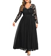 Talisea Plus Size Formal Wedding Dresses - Gowns Evening Prom Elegant V Neck Long Sleeve Lace Chi...
