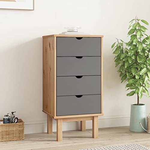 Lumanois Commode OTTA Marron et Gris 45x39x90 cm Bois de pin Massif Commodes Gris,348580