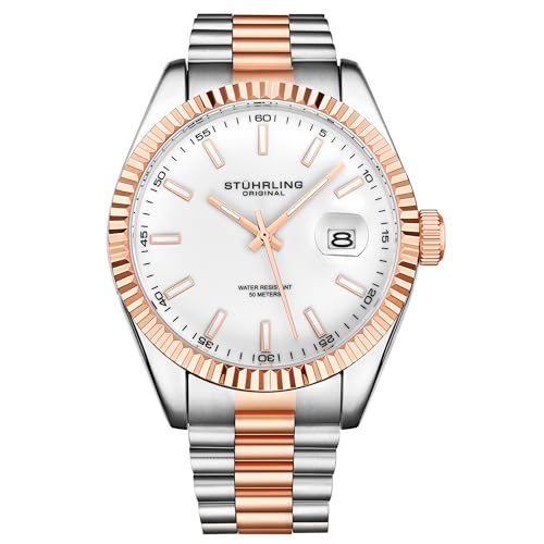 Stuhrling Symphony Regent Coronet Montre à Quartz pour Homme en Acier Inoxydable