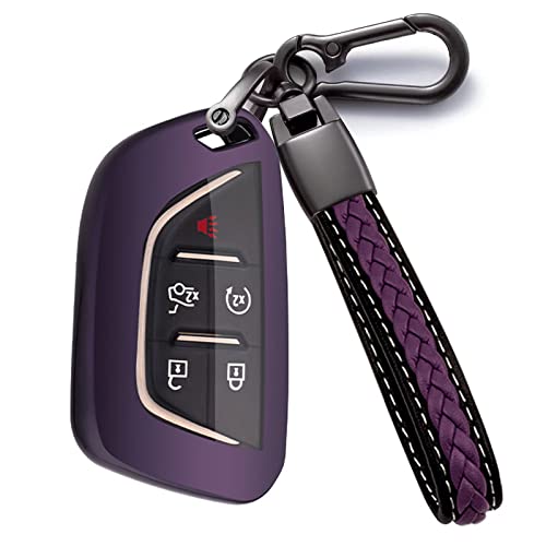 YaSeim for Cadillac Key Fob Cover,Full Protection Soft TPU Key Fob Cover Case Compatible with Cadillac 2020-2024 CT5 CT6 XTS XT4 XT5 XT6 ATS Escalade ESV Smart Key Shell Accessories