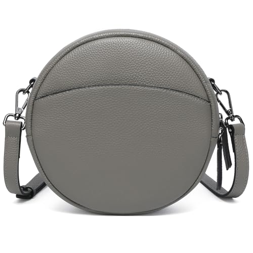 Image of COOLCY Leather Crossbody Bags,Circle Purse Shoulder Bag, Fashion Round Handbag for Travel,Valentine's Gift for Women