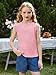 Haloumoning Girls Short Cap Sleeve Tank Tops Kids Summer Ribbed Knit T Shirts Tunic Tops 5-14 Years Pink