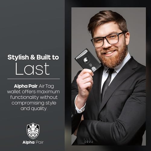 Image of ALPHA PAIR Smart Wallet with Air Tag Holder & Clip - Minimalist Bifold RFID Blocking Wallet - Airtag Wallet Men with Money Clip - Wallet with Airtag Holder - Men Wallet with Airtag