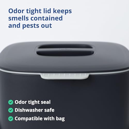 Blue Ginkgo Kitchen Compost Bin [2.6L / 0.69 GAL] – Filter-Free, Odor-Tight Countertop Food Waste Pail with Handle (Made in Korea, Gray) - Thumbnail 4