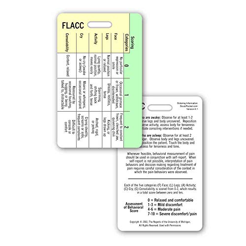 FLACC Pain Scale - Vertical Badge Reference Card (Pack of 5)